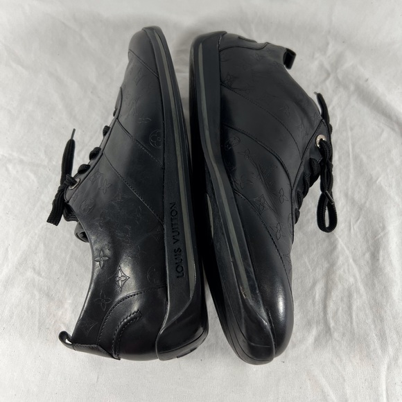 LOUIS VUITTON Monogram Black Leather Mens Logo sneakers Marked as 10.5 11.5US - Picture 12 of 15